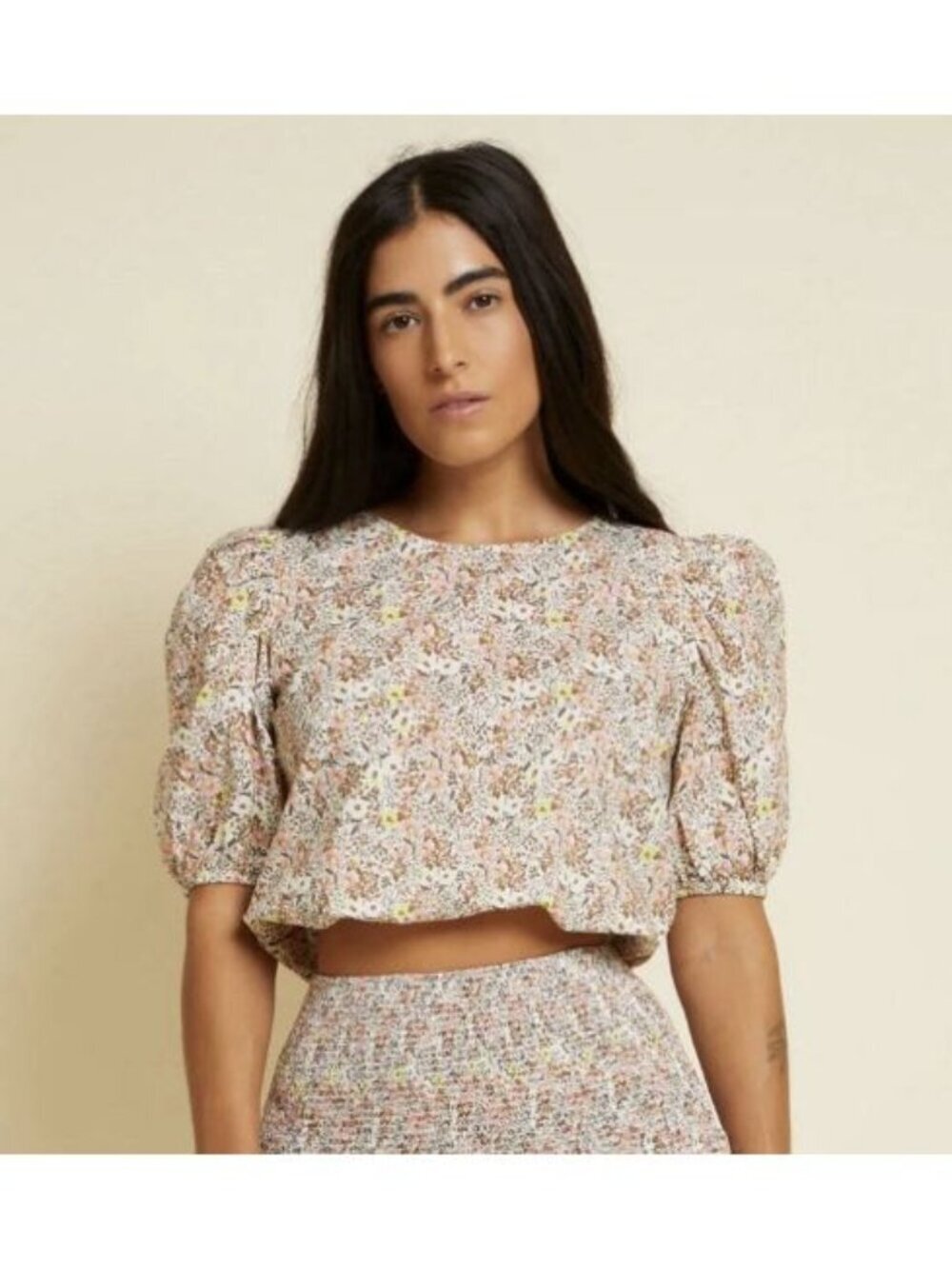 Nation LTD Women’s Heidi Girly Crop Top In Dear Abby Size Large